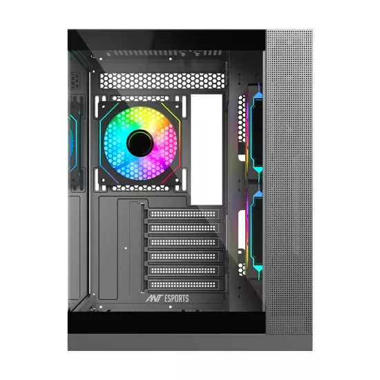 Ant Esports Gaming Cabinet Crystal x4 ARGB Dual Chamber Black