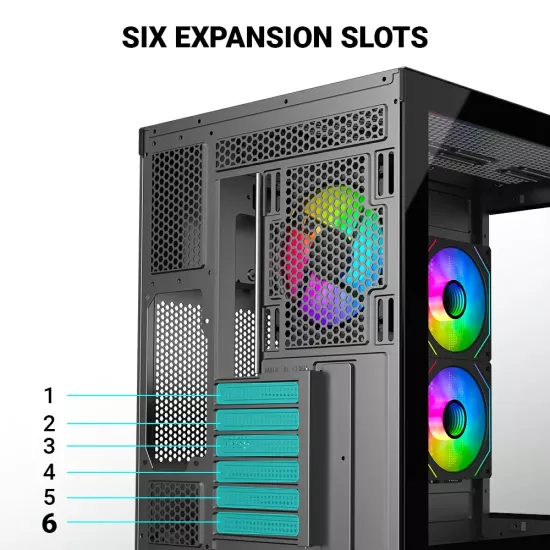 Ant Esports Gaming Cabinet Crystal x4 ARGB Dual Chamber Black