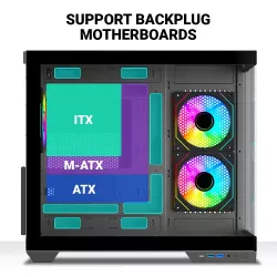 Ant Esports Gaming Cabinet Crystal x4 ARGB Dual Chamber Black