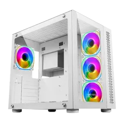 Ant Esports Crystal Mid Tower Cabinet ARGB (E-ATX, ATX, M-ATX, M-ITX) White