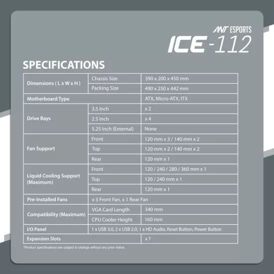Ant Esports Gaming Cabinet ICE-112 White
