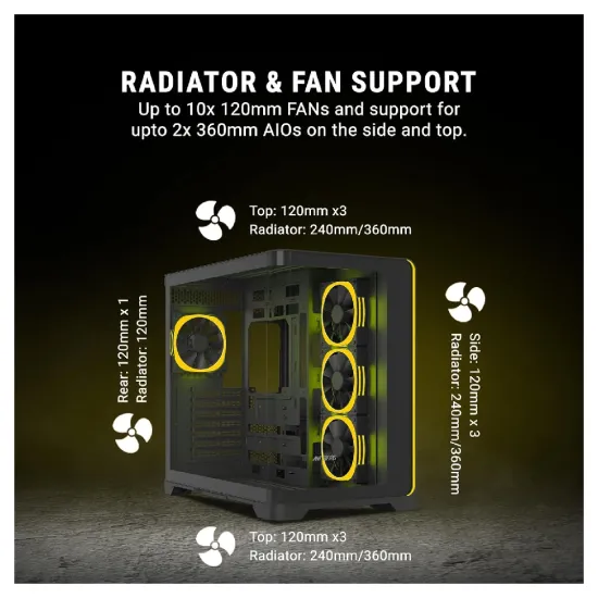 Ant Esports Gaming Cabinet Crystal ARC Black