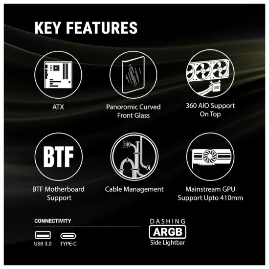 Ant Esports Gaming Cabinet Crystal ARC Black