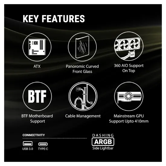 Ant Esports Gaming Cabinet Crystal ARC White