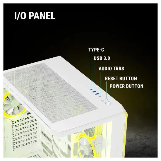 Ant Esports Gaming Cabinet Crystal ARC White