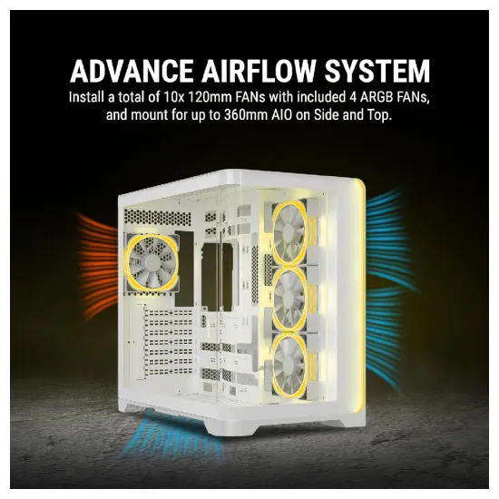 Ant Esports Gaming Cabinet Crystal ARC White