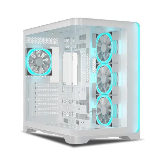 Ant Esports Gaming Cabinet Crystal ARC White