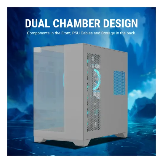 Ant Esports Gaming Cabinet Crystal Mirror White