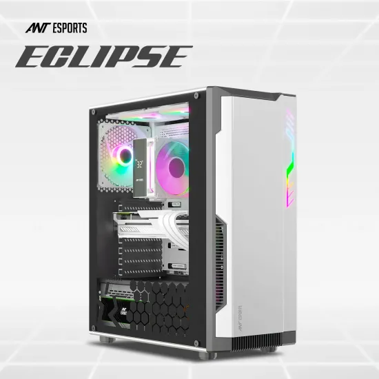 Ant Esports Mid Tower Cabinet (ATX/M-ATX/M-ITX) Eclipse White-Black