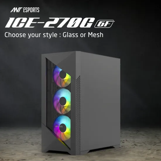 Ant Esports Cabinet ICE-270G 6F Black