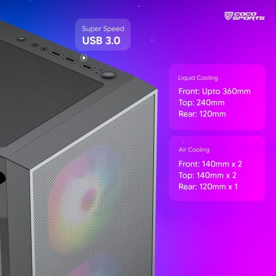 Coconut Gaming Cabinet Black Core 300M