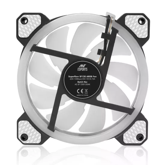 Ant Esports Cabinet Fan White Superflow V2 120mm Auto RGB