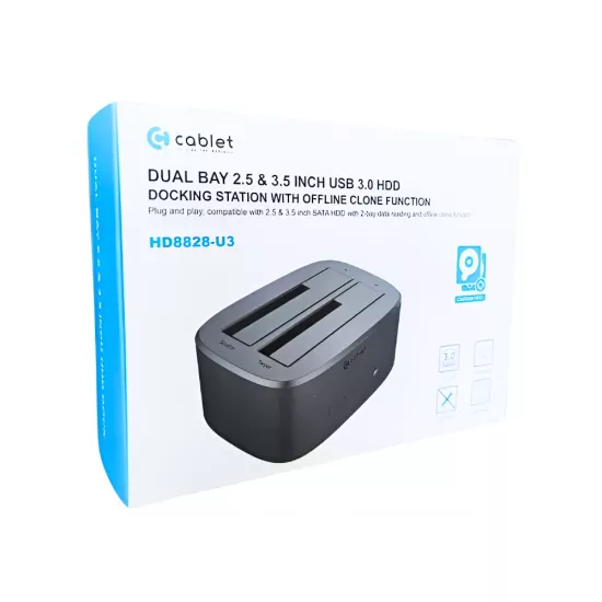 Cablet SSD HDD Data Copier 2 Bay Docking Station 2.5 | 3.5 Inch (HD8828-U3)