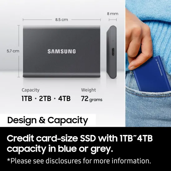 Samsung External SSD T7 2TB (With USB 3.2) (Blue)