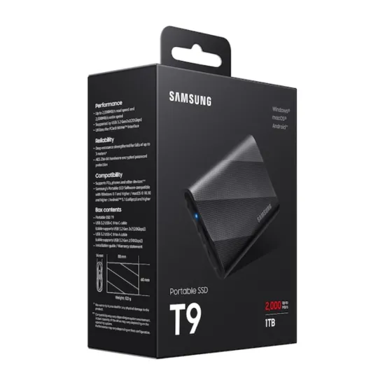 Samsung External SSD T9 1TB (With USB 3.2) (Black)