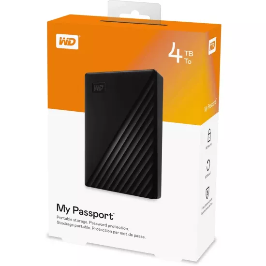 Wd My Passport 4TB 2.5 Inch External Hard Disk (Black)