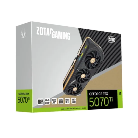 ZOTAC Nvidia Graphic Card RTX 5070 Ti 16GB DDR7 Gaming Solid SFF Triple Fan