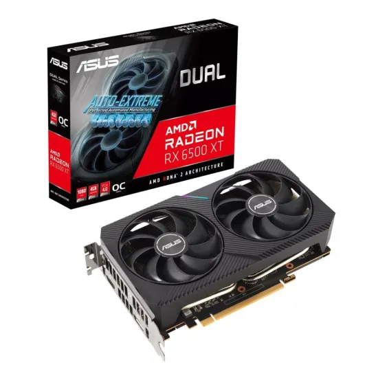 Asus Graphic Card Dual RX 6500 XT 4GB DDR6 V2 OC Dual Fan