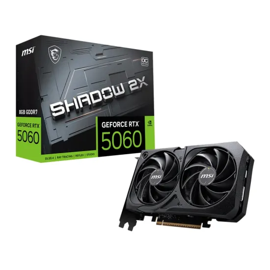 MSI Nvidia Graphic Card RTX 5060 8GB DDR7 Shadow 2X OC Dual Fan