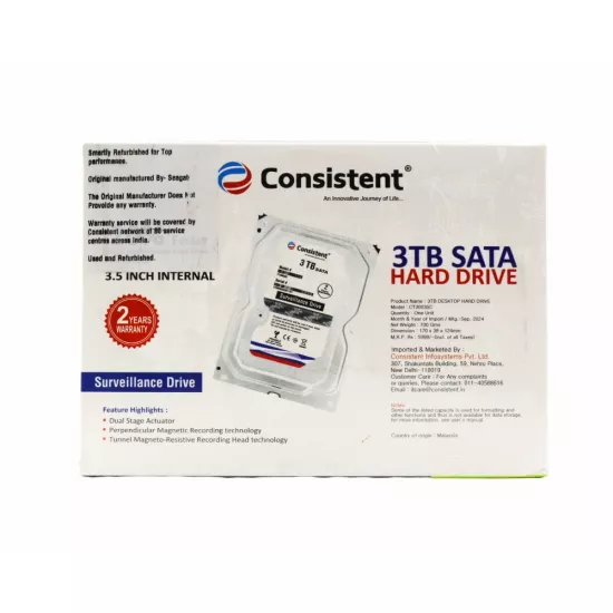 Consistent Pullout Internal Desktop Hard Disk Sata 3TB 