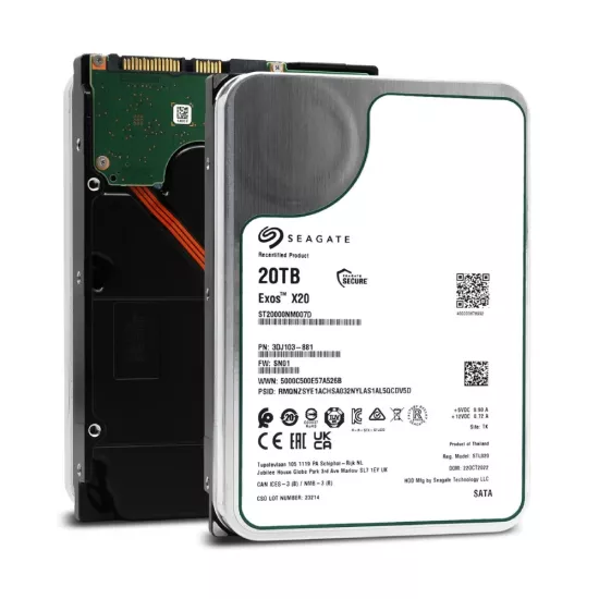 Seagate Exos X20 20TB Enterprise Data Center Hard Disk 3.5 Inch SATA