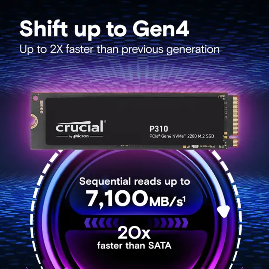 Crucial Internal SSD 1TB NVMe 2280 (P310) Gen4 