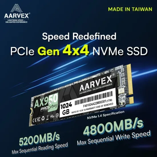 Aarvex Internal SSD 1TB NVMe 2280 (AX950)