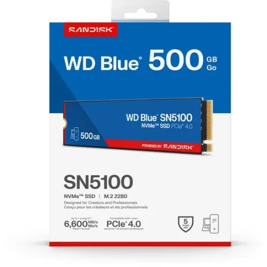 WD Internal SSD 500GB NVMe 2280 Blue (SN5100)