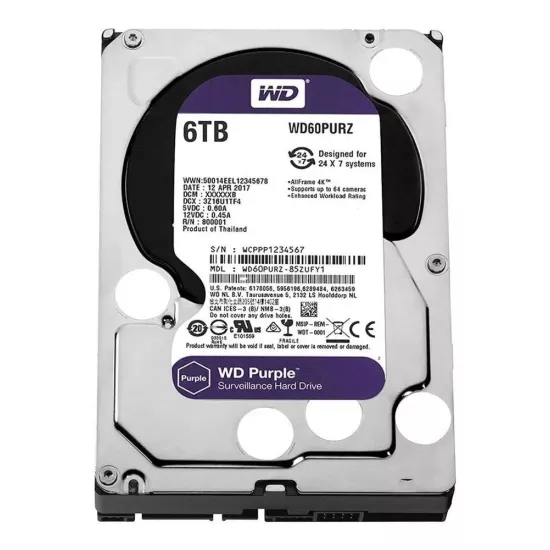 WD 6TB PURPLE SATA 3.5 Inch Surveillance CCTV Hard Disk