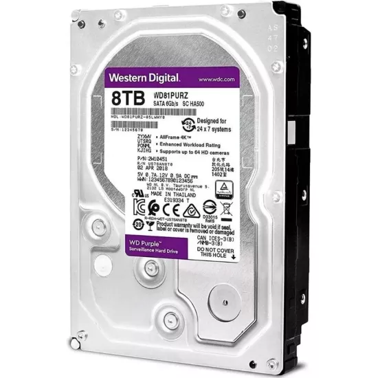 WD 8TB PURPLE SATA 3.5 Inch Surveillance CCTV Hard Disk