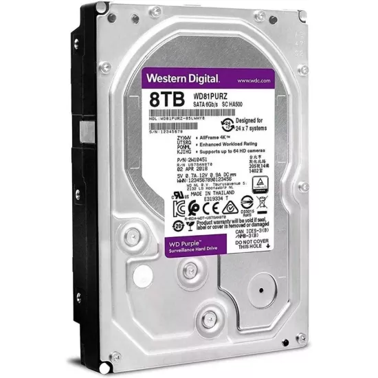 WD 8TB PURPLE SATA 3.5 Inch Surveillance CCTV Hard Disk