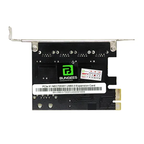 Bungees PCIe X1 To 4 Port USB 3.0 Expansion Card
