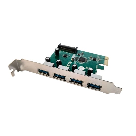 Bungees PCIe x1 to 4-USB 3.0 Expansion Card with SATA Power VL805