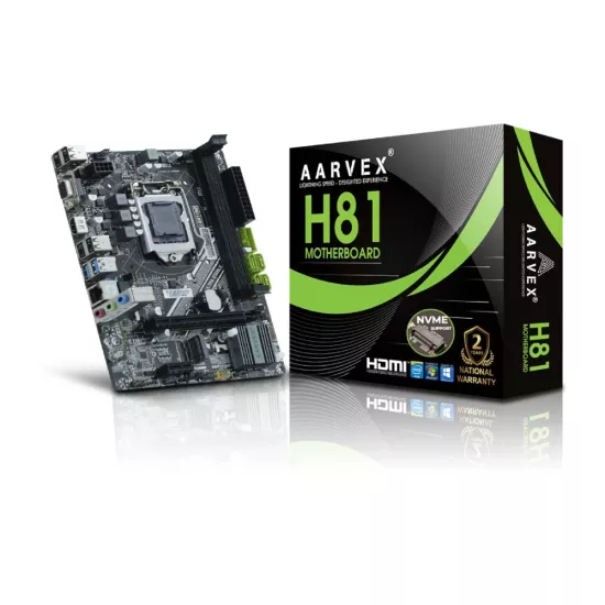 Aarvex Motherboard H81 DDR3 For 4th Gen with NVMe Slot