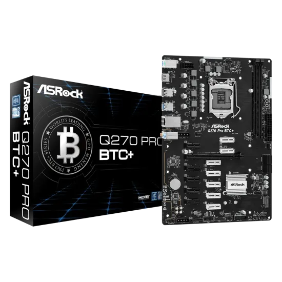 ASRock Motherboard Q270 Pro BTC+ Intel 6th | 7th | 8th | 9th Gen