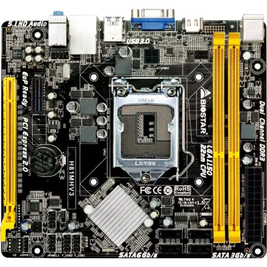 Biostar H81MHV3 DDR3 Motherboard For Intel 4th Gen