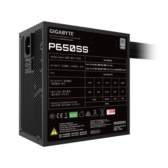 Gigabyte P650SS 650W 80 Plus Silver Desktop Power Supply