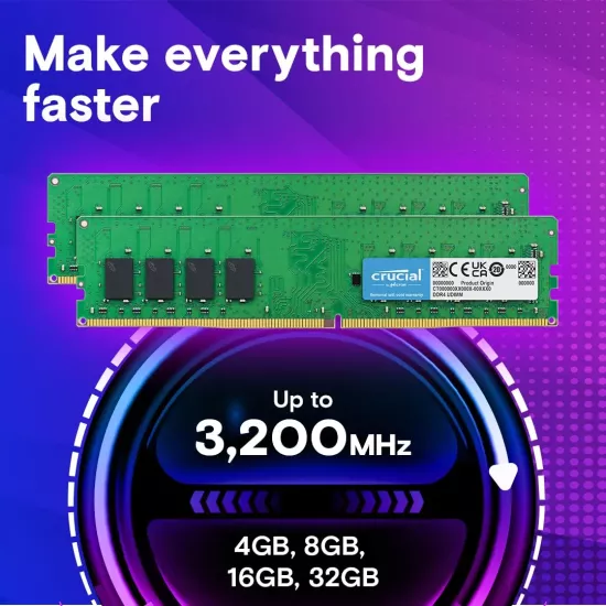 Crucial 16GB DDR4 3200MHz U-DIMM Desktop Ram