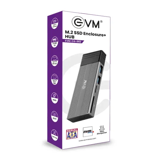 EVM SSD Casing Nvme With 2*USB Hub +Type-C+SD|TF Card Slot (CG-002)