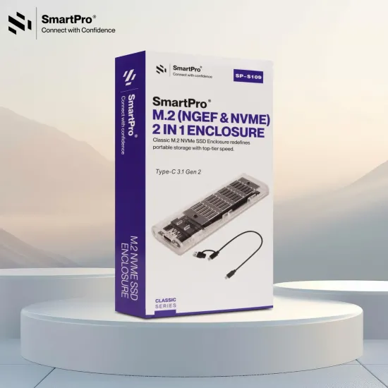 Smartpro SSD Casing M.2 (NGFF & NVMe) 2 in 1 Type-C(SP-S109) Smartpro SSD Casing M.2 (NGFF & NVMe) 2 in 1 Type-C(SP-S109)