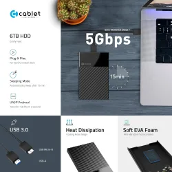 Cablet SSD Casing 2.5 Inch Sata Enclosure USB 3.2 (HD2577-U3)