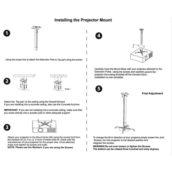Projector Stand Ceiling Mount 4Ft 