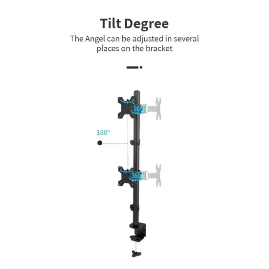 Led Monitor Mount Stand For 2 Led With Table Clamp Height Adjustable- Steel (MB-MSSL)