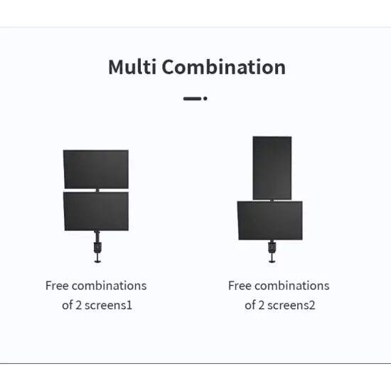 Led Monitor Mount Stand For 2 Led With Table Clamp Height Adjustable- Steel (MB-MSSL)