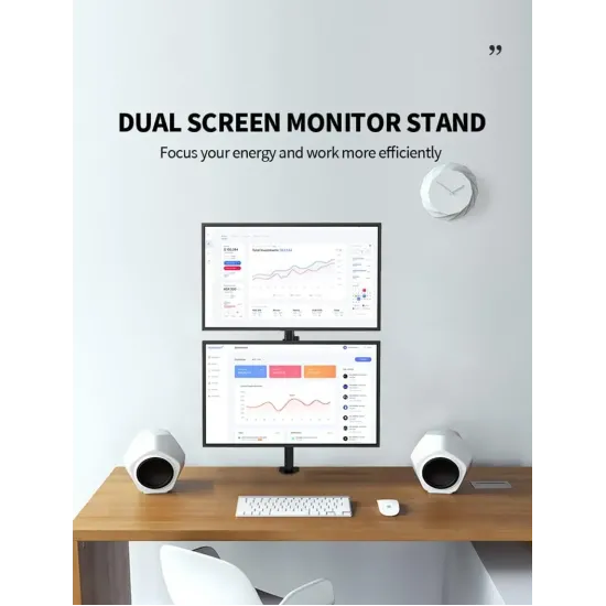 Led Monitor Mount Stand For 2 Led With Table Clamp Height Adjustable- Steel (MB-MSSL)