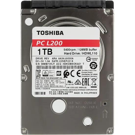 Toshiba Internal Laptop Hard Disk Sata 1TB