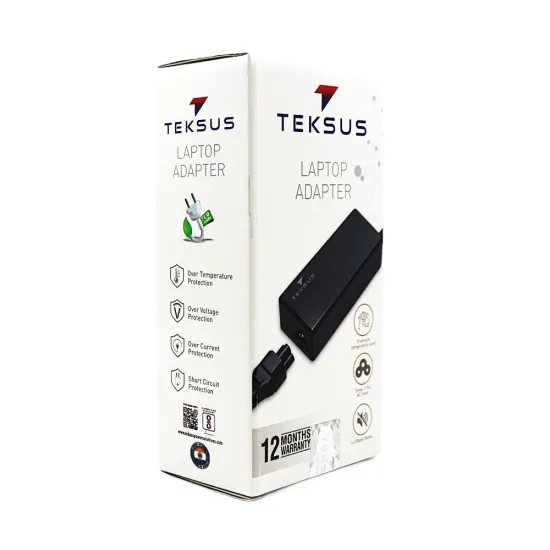 Teksus Laptop Adapter Compatible For Dell 65w | 19.5v/3.34a | 4.5mm x 3.0mm Small Pin