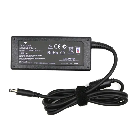 Teksus Laptop Adapter Compatible For Dell 65w | 19.5v/3.34a | 4.5mm x 3.0mm Small Pin