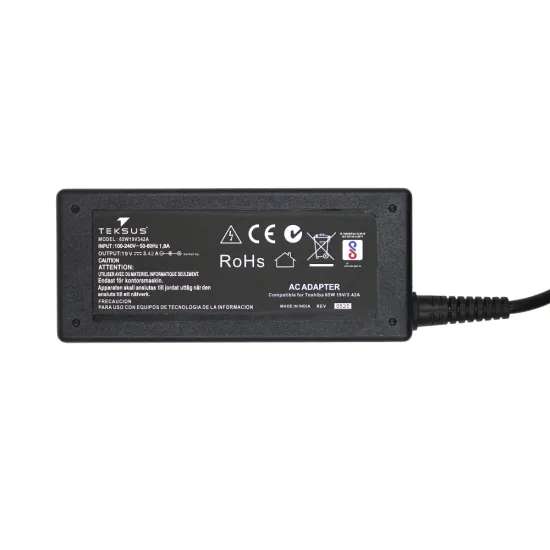 Teksus Laptop Adapter Compatible For Toshiba 65w | 19v/3.42a | 5.5mm x 2.5mm