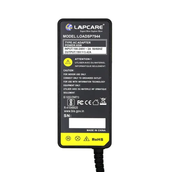 Lapcare  Laptop Adapter Compatible For Acer 65w | 19.5v/3.42a | 3.0mm x 1.1mm